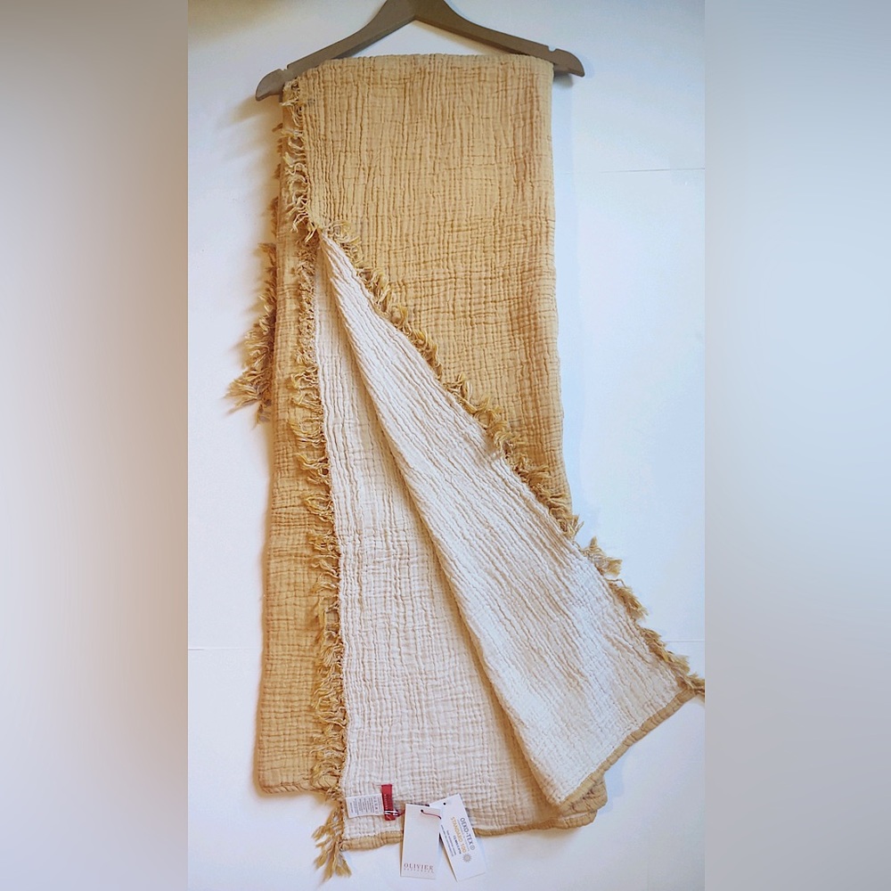 🎁Olivier Desforges Throw Blanket - Cotton CYCLADES Soleil Plaid - 2000016787